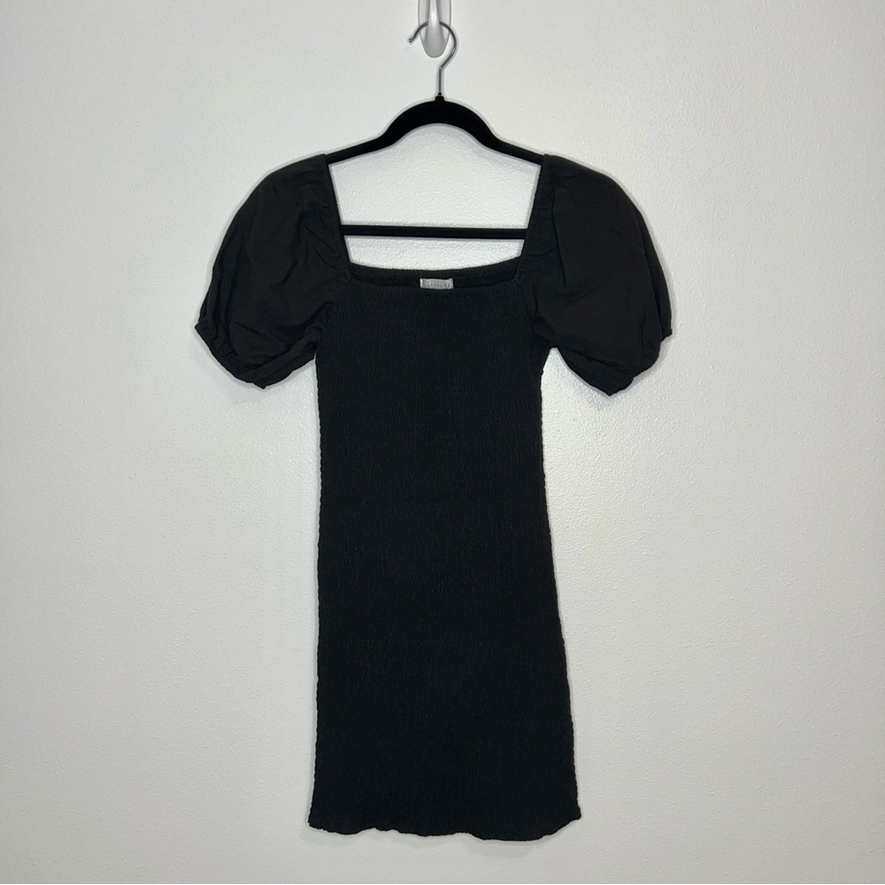 Bailey Blue Puff Sleeve Mini Dress Bodycon Stretch Classic 100% Cotton Sz Small